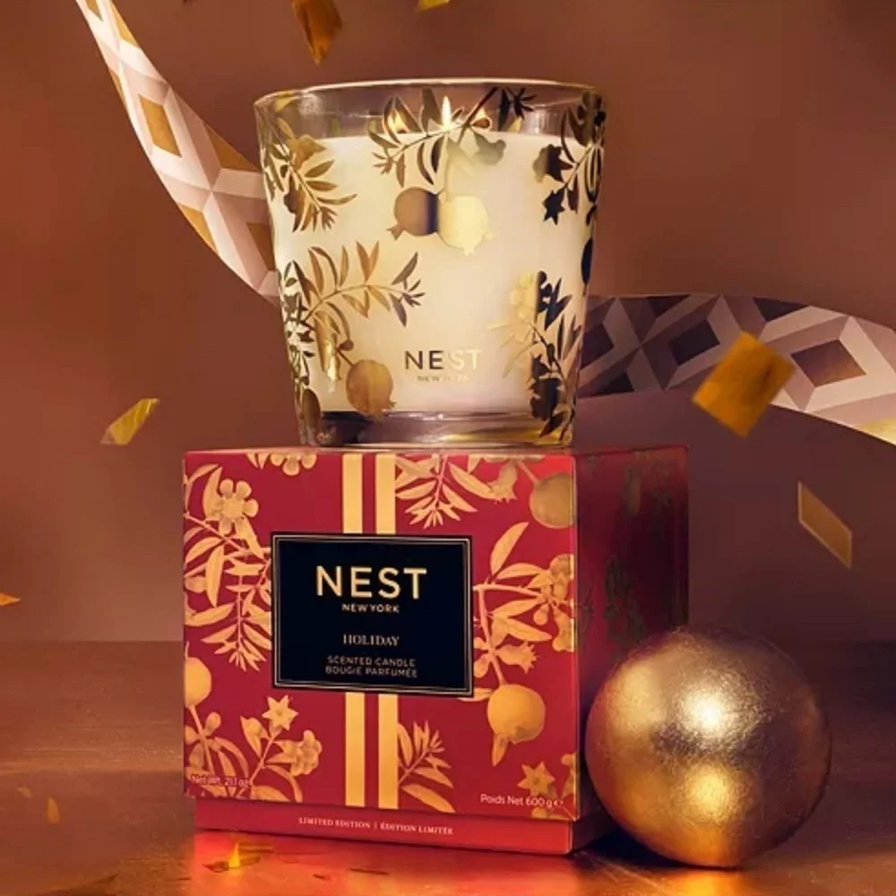 Empty Nest Holiday 3 Wick Limited Edition Gold Detail Candle Vessel & Box